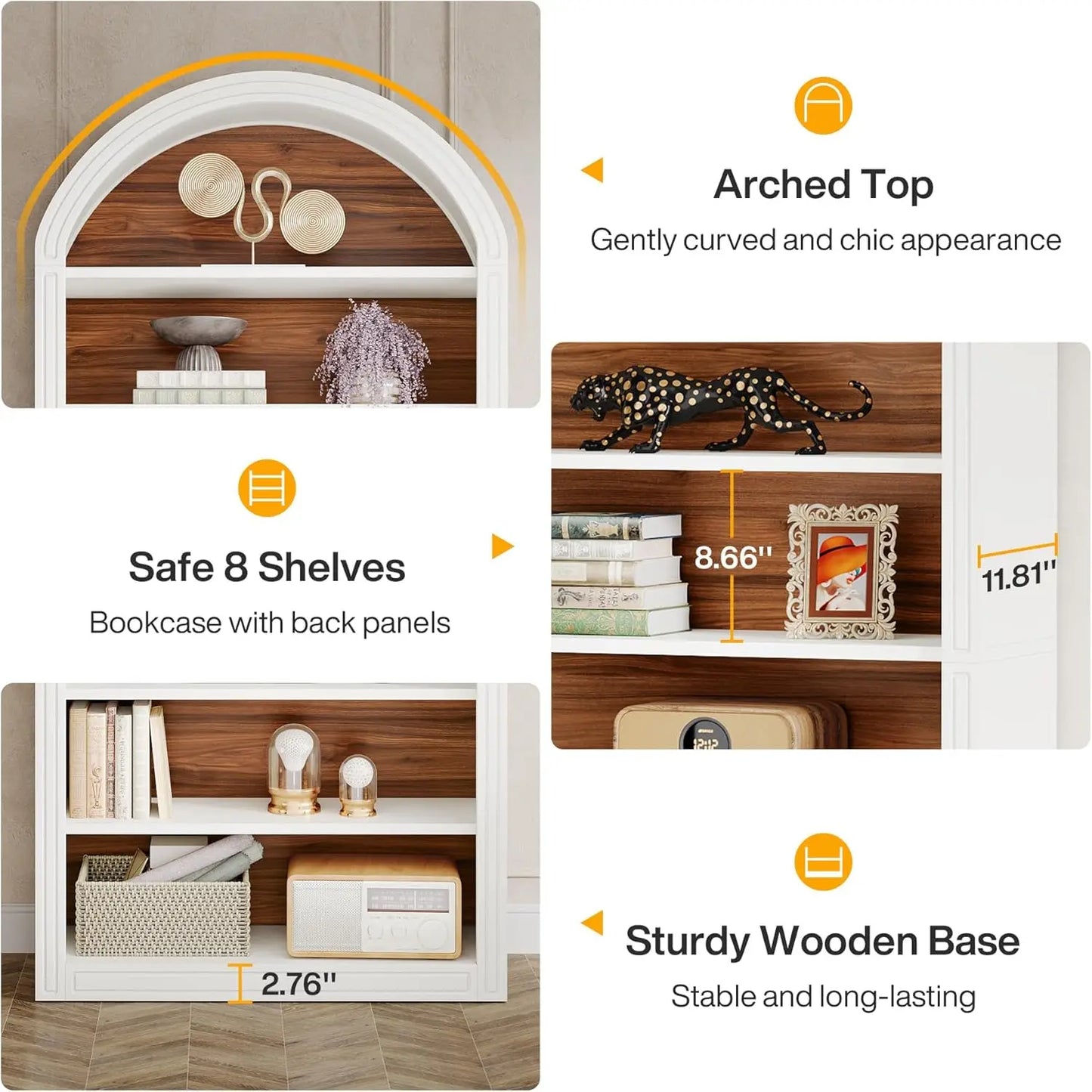 Modern Arched Bookcase with Storage
