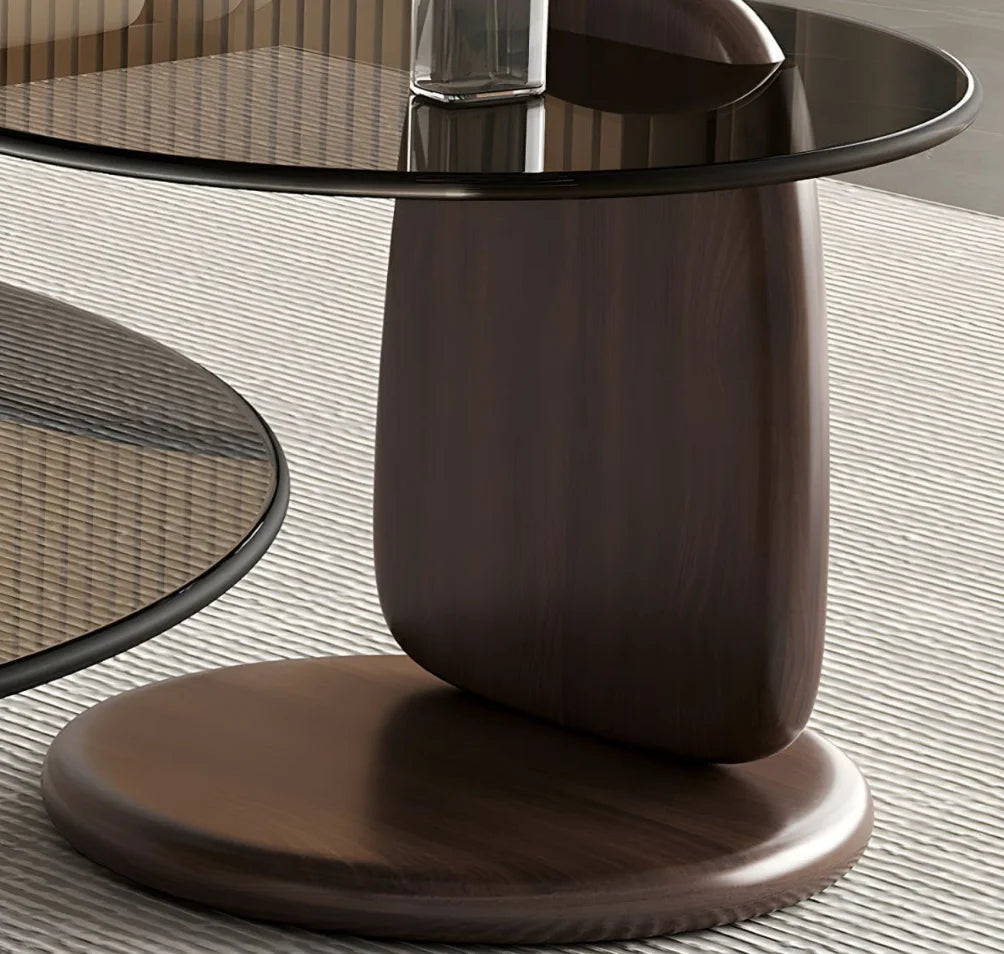 Glass Round Coffee Table Nesting Table Set of 2
