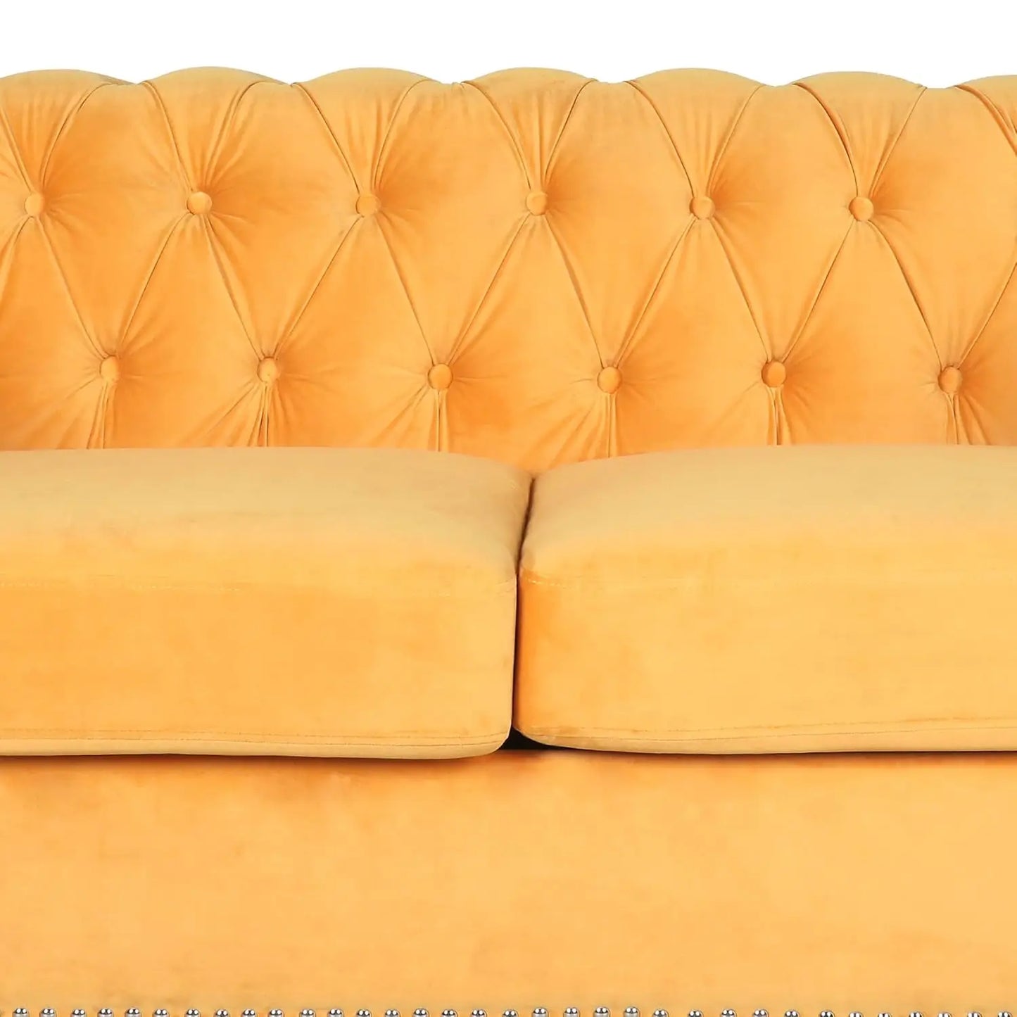 Roll Arm Classic Tufted Chesterfield Settee Velvet Sofa with Channel