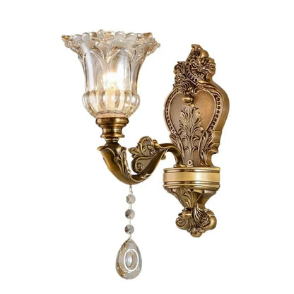 2025 New European Style Retro Crystal Glass Wall Lamp