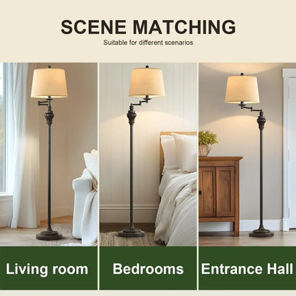 Vintage Floor Lamp with Adjustable Swing Arm