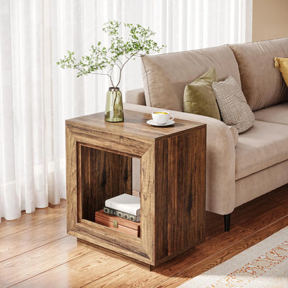 2 Tiered Square Side Table with Storage Shelf