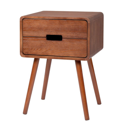 Mid Century Solid Wood Nightstand with Solid Wood Legs End Table Side Table