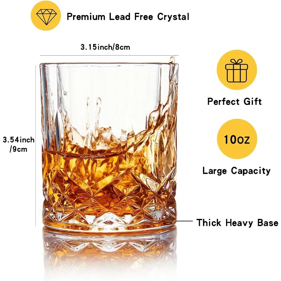 Whiskey Glasses Set of 4 Rock Glasses 11 oz Lead-Free