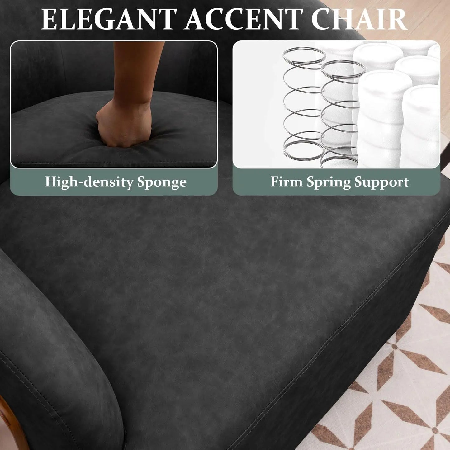 Swivel Accent Chair Faux Leather Swivel Barrel Chair Comfortable Mid Century Modern