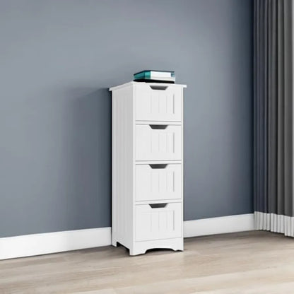 Bathroom Storage Cabinet, Bathroom Cabinet With 4 Drawers, 11.8” X 11.8” X 32.5”