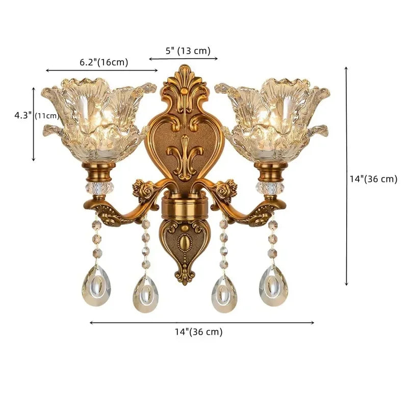 2025 New European Style Retro Crystal Glass Wall Lamp