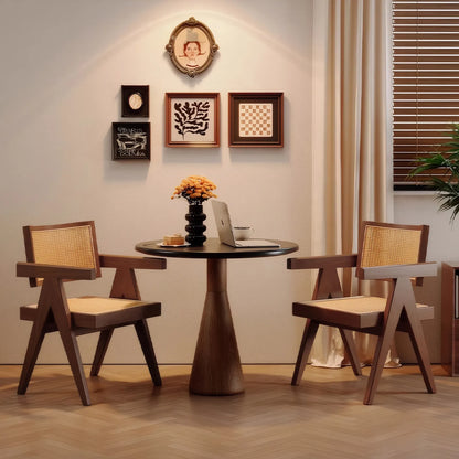 Modern Mid Century Dining Chairs Set of 2, Rattan Accent Chairs