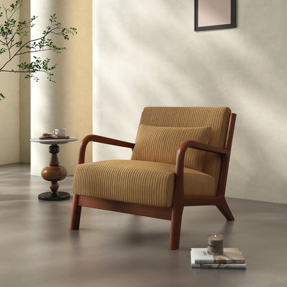 Mid Century Modern Accent Chair, Comfy Fabric Reading Chair with Solid Wood Frame