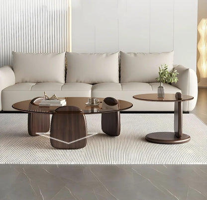 Glass Round Coffee Table Nesting Table Set of 2