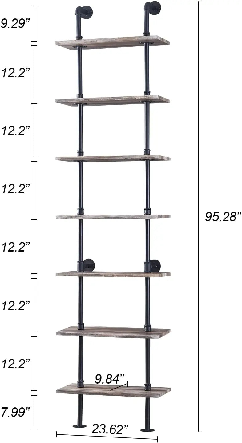 Wall Mounted Ladder Shelves With Metal Frame
