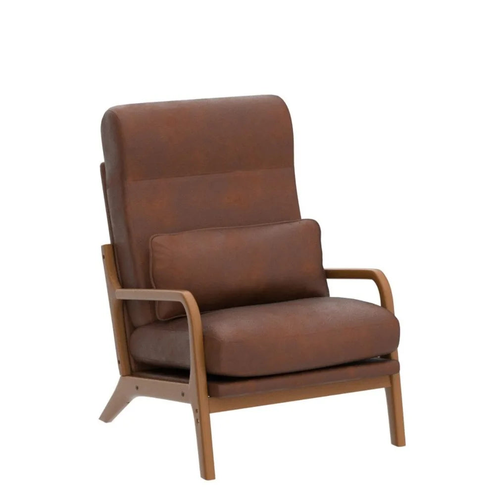Accent Chair Mid-Century Modern Chair with Pillow High Back