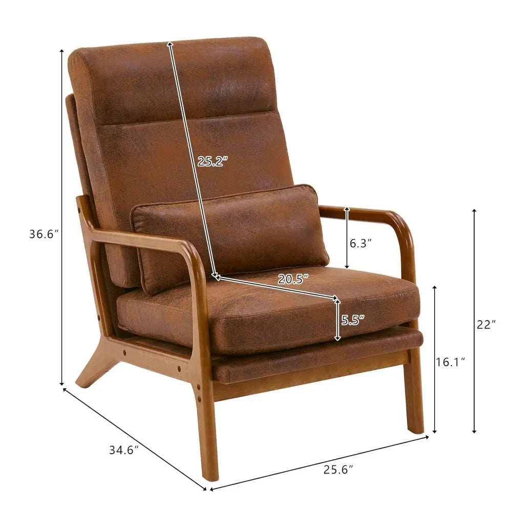 Accent Chair Mid-Century Modern Chair with Pillow High Back