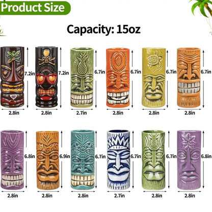 Tiki Mugs Set of 12 Large