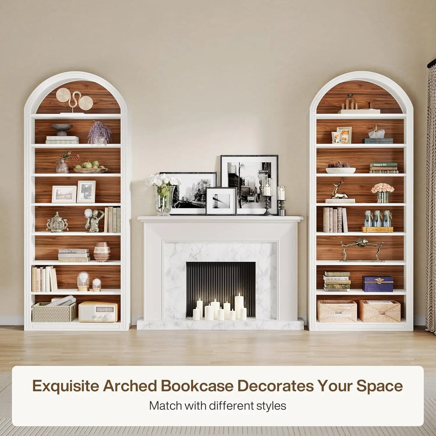 Modern Arched Bookcase with Storage