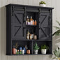 Vintage Wooden Wall-Mounted Medicine Cabinet with Double Sliding Barn Doors and Adjustable Shelves