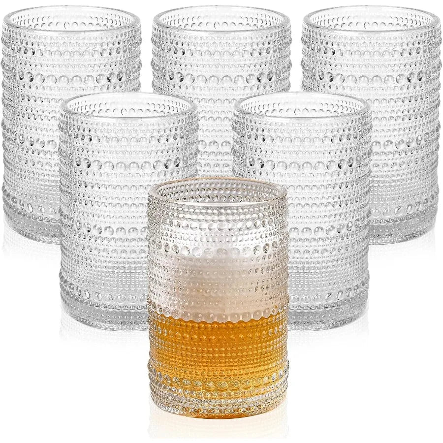 Vintage Glassware Drinking Glasses Set of 6 15 oz Hobnail
