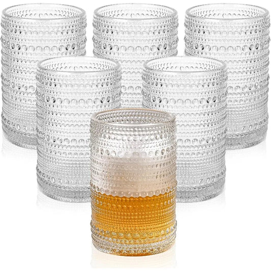 Vintage Glassware Drinking Glasses Set of 6 15 oz Hobnail