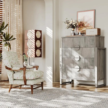 Modern Fluted Dresser for Bedroom, 36.2" Tall