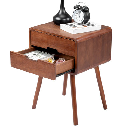 Mid Century Solid Wood Nightstand with Solid Wood Legs End Table Side Table