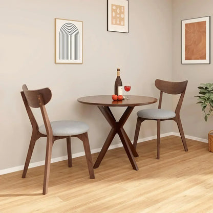 Mid-Century Wood Table Chairs Set of 2