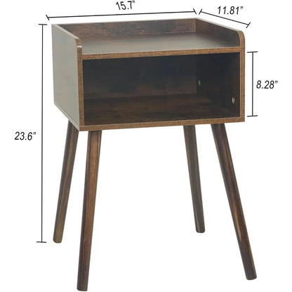 Rustic Brown Modern Nightstand with Storage
