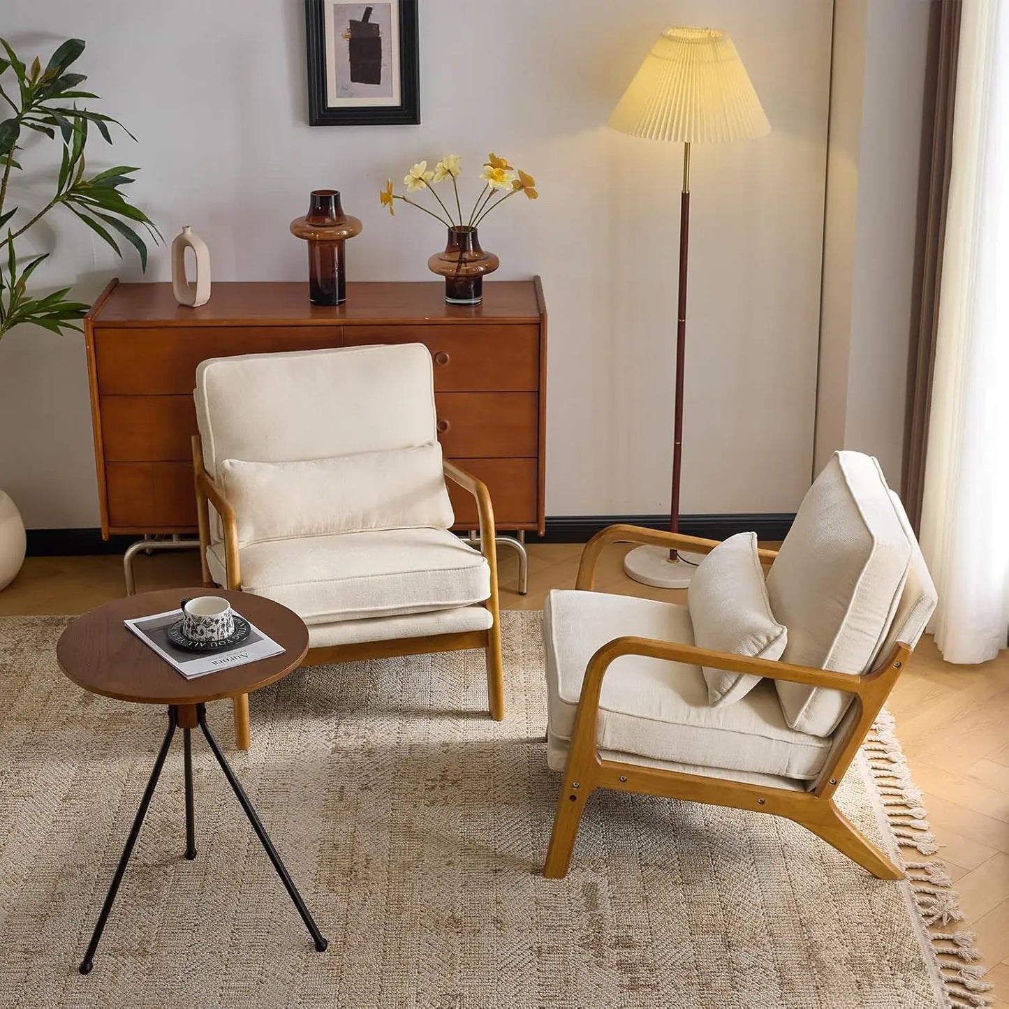 Chenille Mid-Century Modern Accent Chair