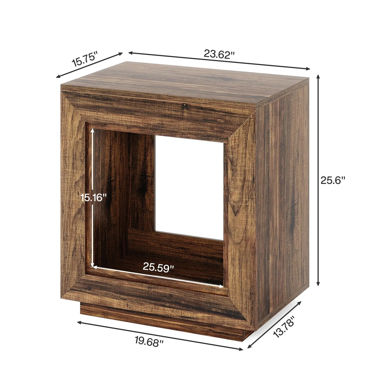 2 Tiered Square Side Table with Storage Shelf
