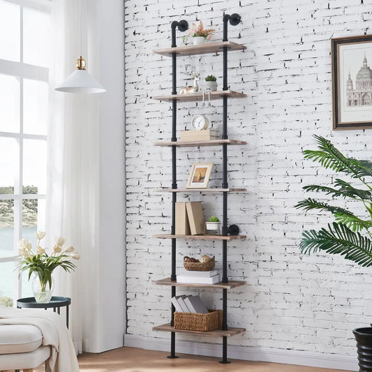 Wall Mounted Ladder Shelves With Metal Frame