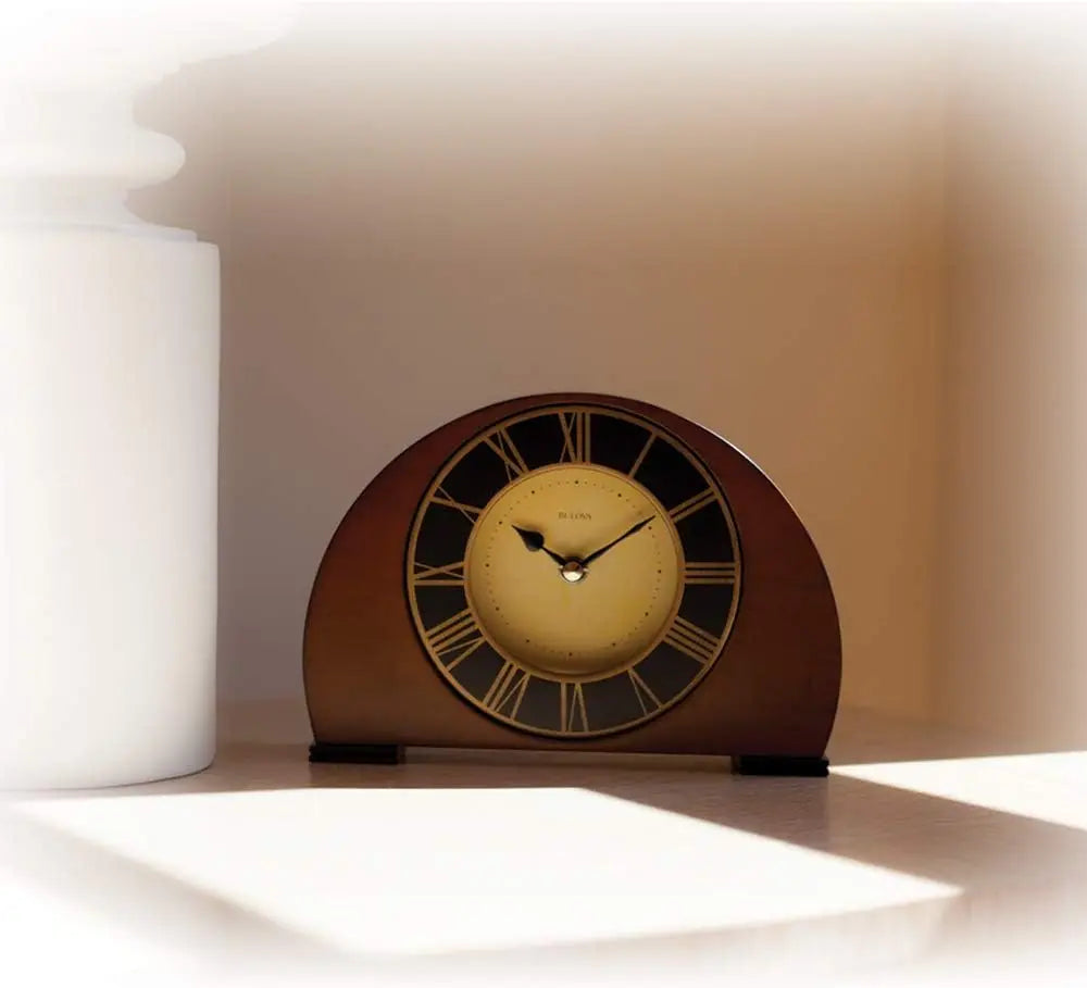 Vintage Walnut Finish Wall Clock with Roman Numerals and Ivory Dial