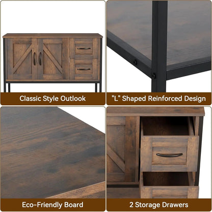 Rustic Farmhouse Bathroom Vanity with Ceramic Vessel Sink Combo Cabinet