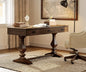 60-inch Vintage Wood Home Office Desk with Stable Solid Wood Pedestral Legs
