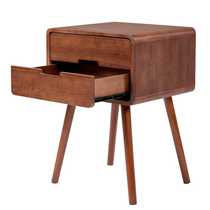 Mid Century Solid Wood Nightstand with Solid Wood Legs End Table Side Table
