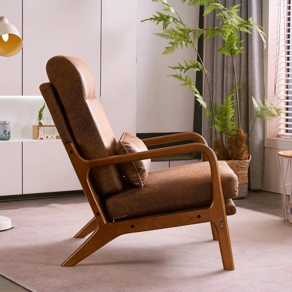 Accent Chair Mid-Century Modern Chair with Pillow High Back