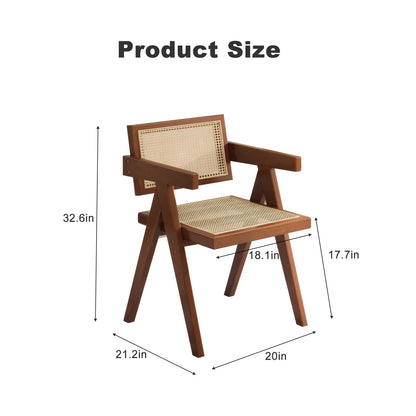 Modern Mid Century Dining Chairs Set of 2, Rattan Accent Chairs