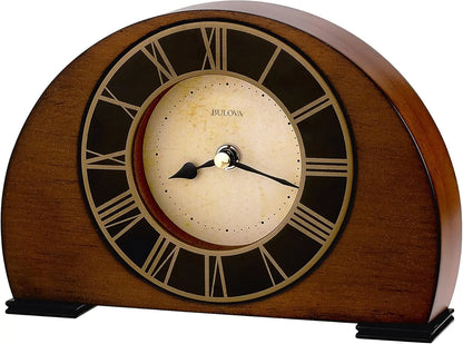 Vintage Walnut Finish Wall Clock with Roman Numerals and Ivory Dial
