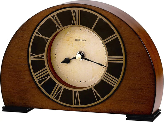 Vintage Walnut Finish Wall Clock with Roman Numerals and Ivory Dial
