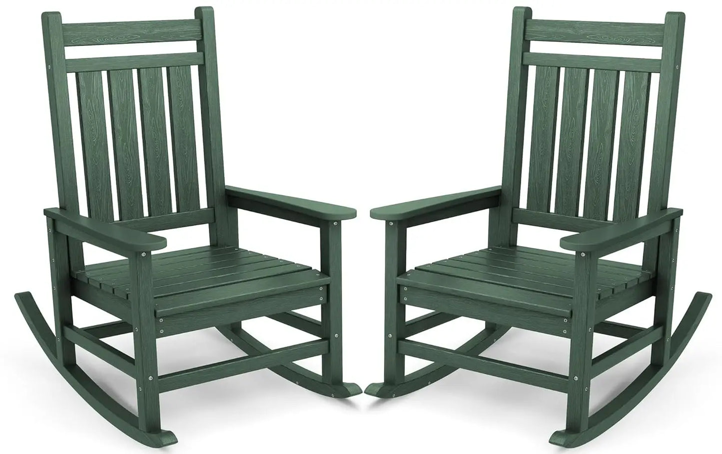Outdoor Rocking Chair Set of 2, HDPE Rocking Chairs for Adult