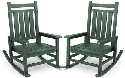 Outdoor Rocking Chair Set of 2, HDPE Rocking Chairs for Adult