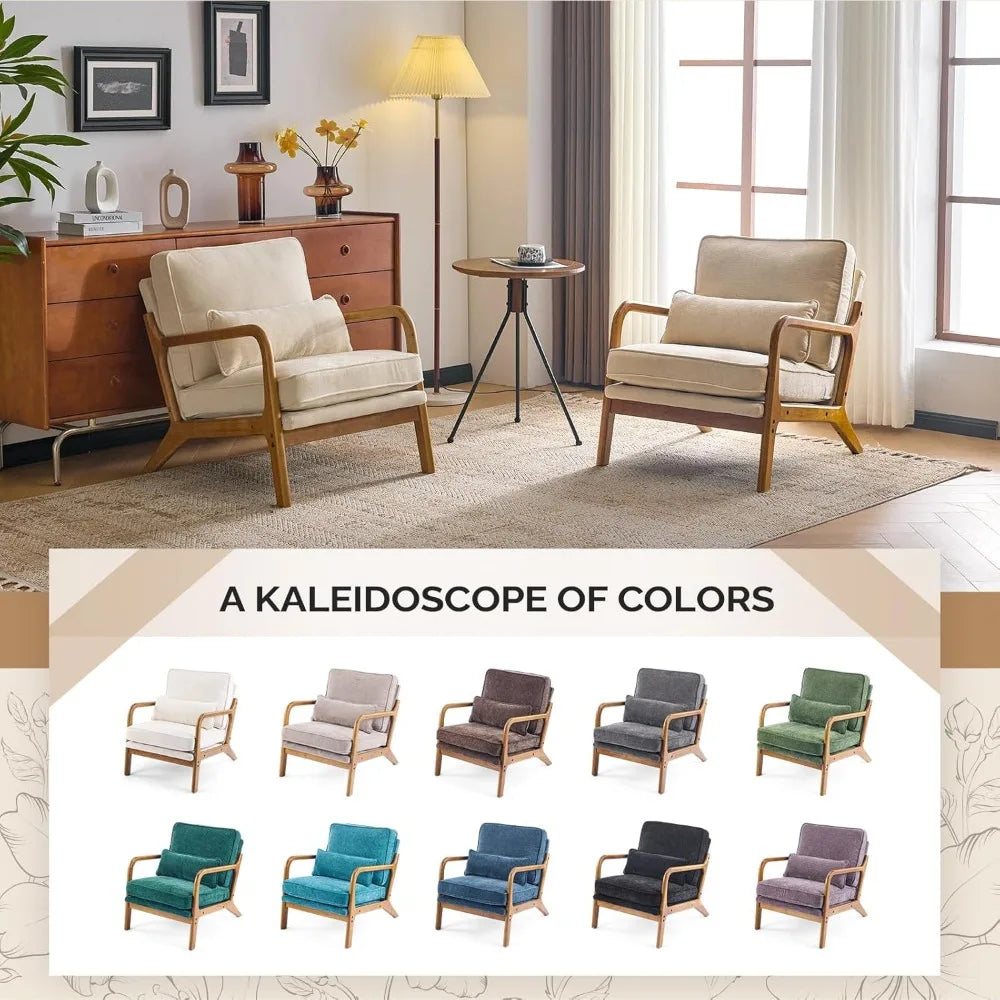 Chenille Mid-Century Modern Accent Chair