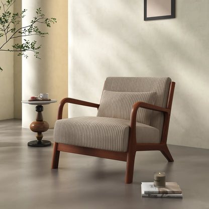 Mid Century Modern Accent Chair, Comfy Fabric Reading Chair with Solid Wood Frame