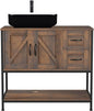 Rustic Farmhouse Bathroom Vanity with Ceramic Vessel Sink Combo Cabinet