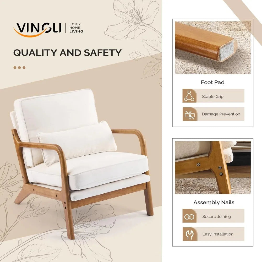 Chenille Mid-Century Modern Accent Chair