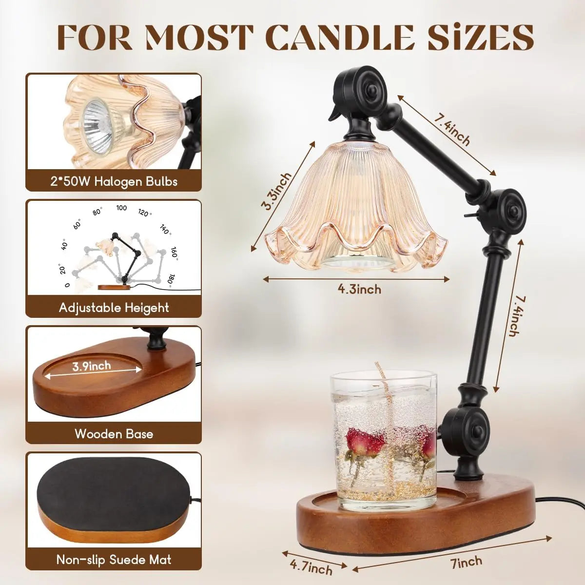 Candle Warmer Lamp,Adjustable Height, Timer,Dimmable