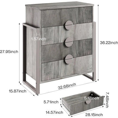Modern Fluted Dresser for Bedroom, 36.2" Tall