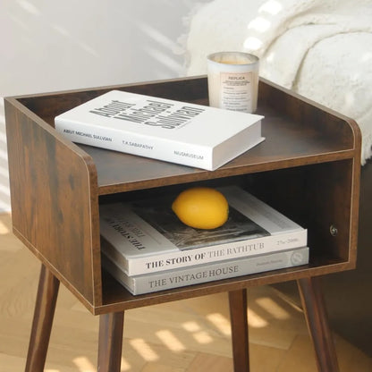 Rustic Brown Modern Nightstand with Storage