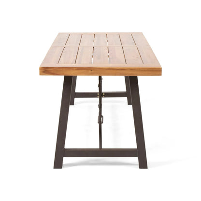 70 in Modern Patio Outdoor Garden Rectangle Acadia Wood Dining Table, Teak