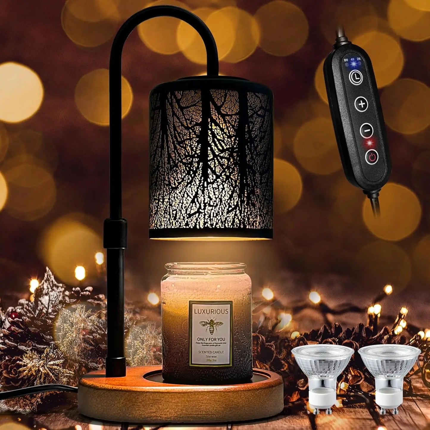 Adjustable Height Electric Candle Warmer with Timer and Dimmer