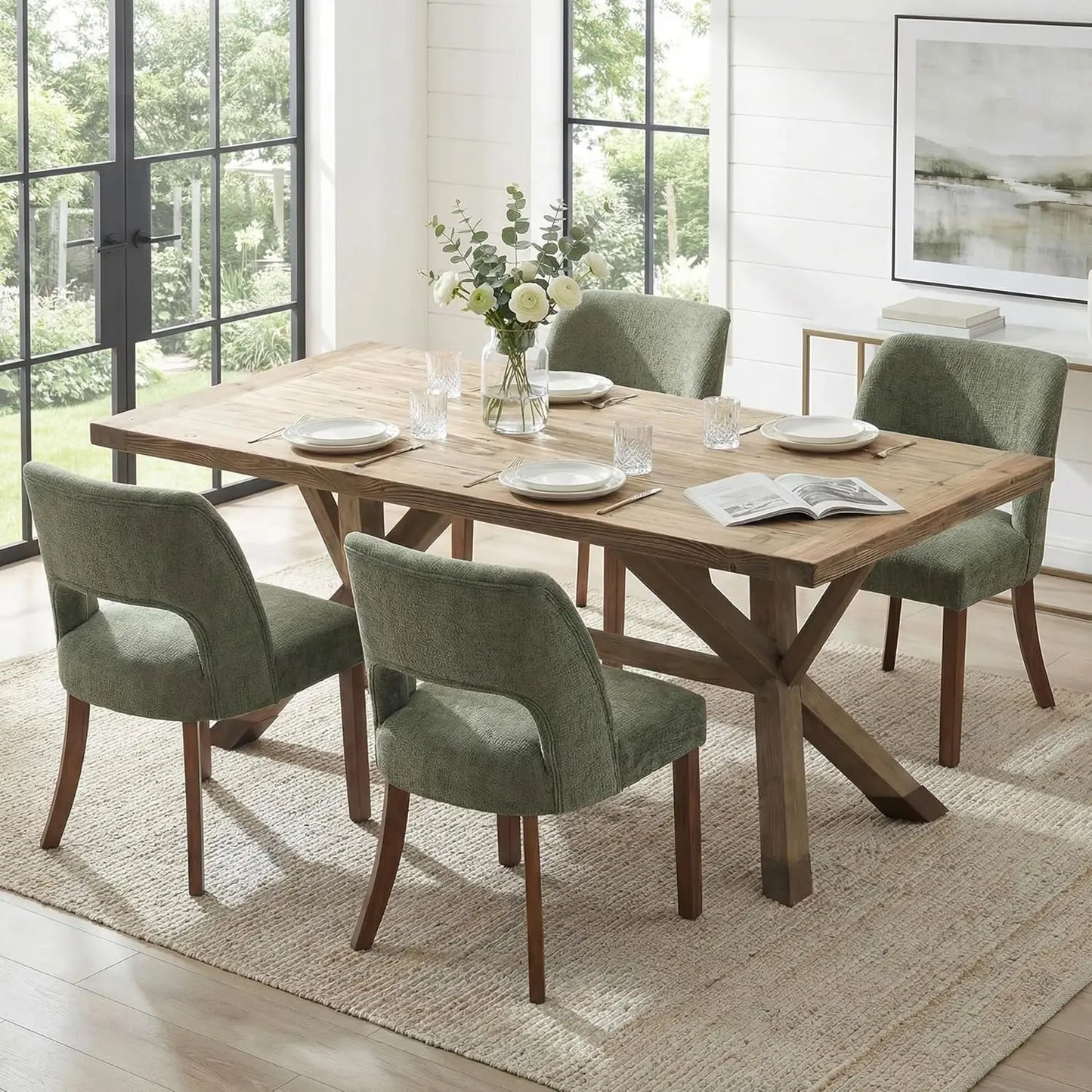 Dining Chairs Set of 4, Mid Century Modern Upholstered Dining Room Chairs
