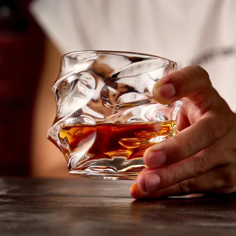 12 oz Hand Blown Crystal Whiskey Glasses Set of 4